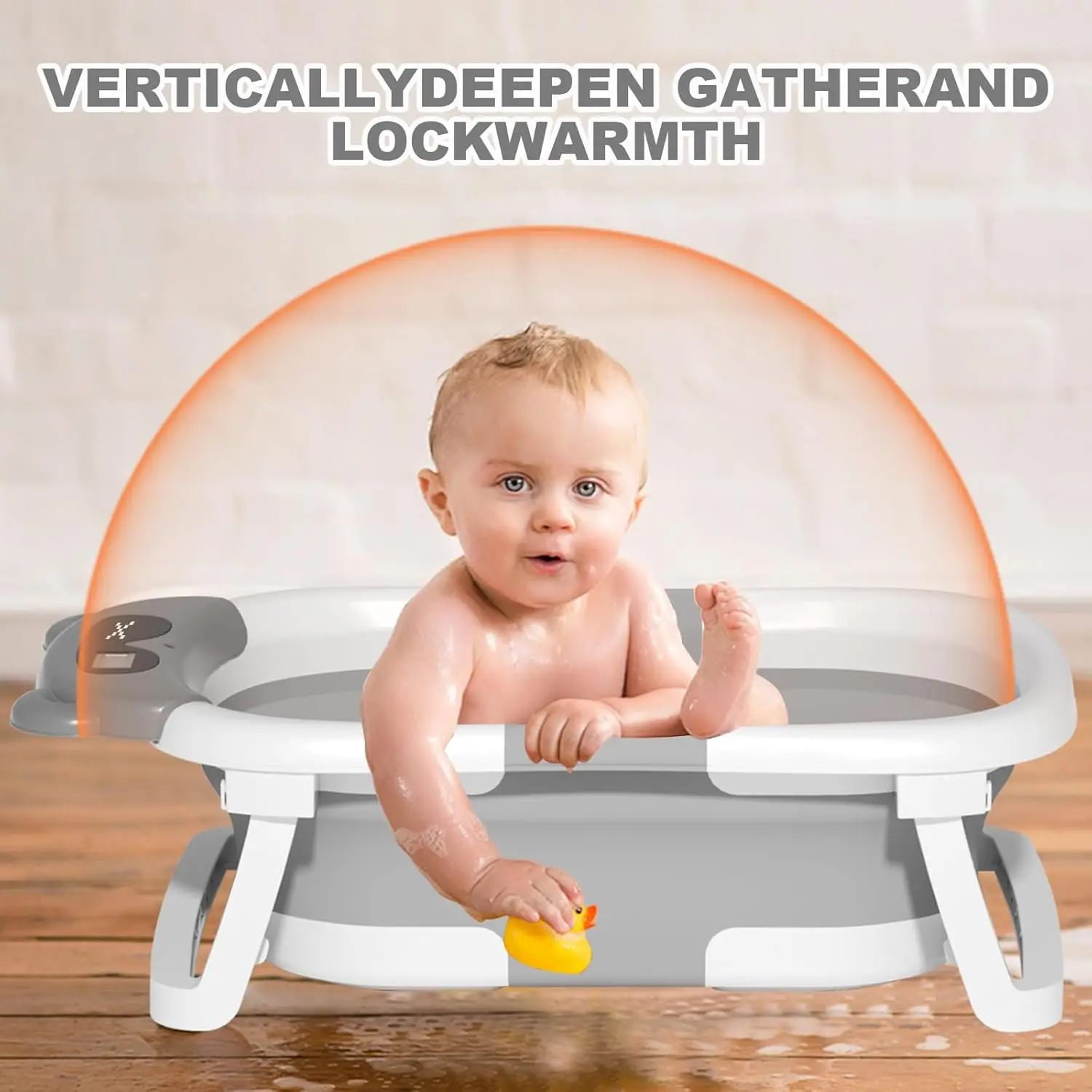 Baby Bath Tub with Bath Cushion Foldable Bathtub with Thermometer Shower Cap Shower Brush for Newborn and Toddler 0-36 Months Baby Bath Tub with Bath Cushion Foldable Bathtub with Thermometer Shower Cap Shower Brush for Newborn and Toddler 0-36 Months