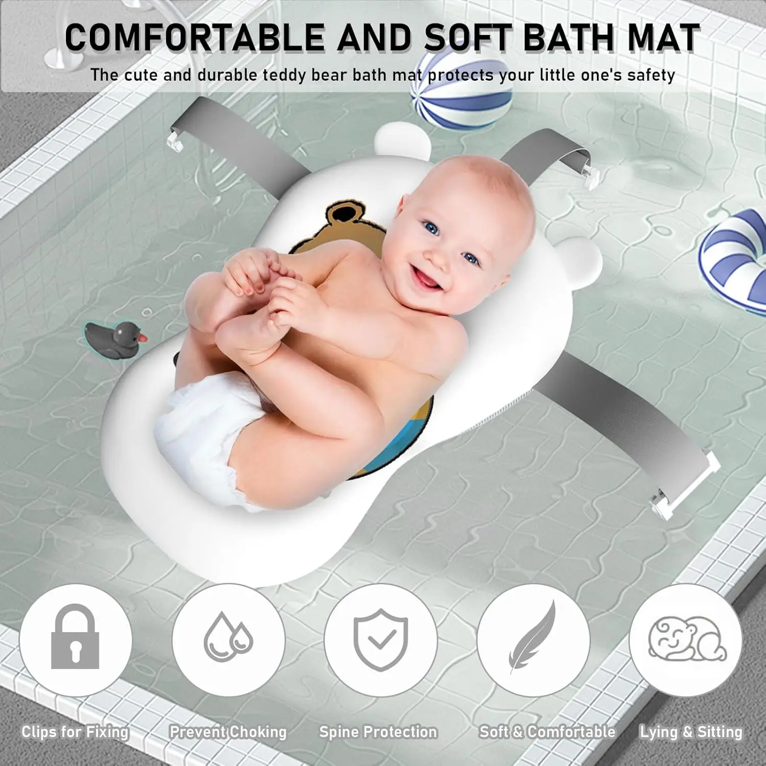 Baby Bath Tub with Bath Cushion Foldable Bathtub with Thermometer Shower Cap Shower Brush for Newborn and Toddler 0-36 Months Baby Bath Tub with Bath Cushion Foldable Bathtub with Thermometer Shower Cap Shower Brush for Newborn and Toddler 0-36 Months