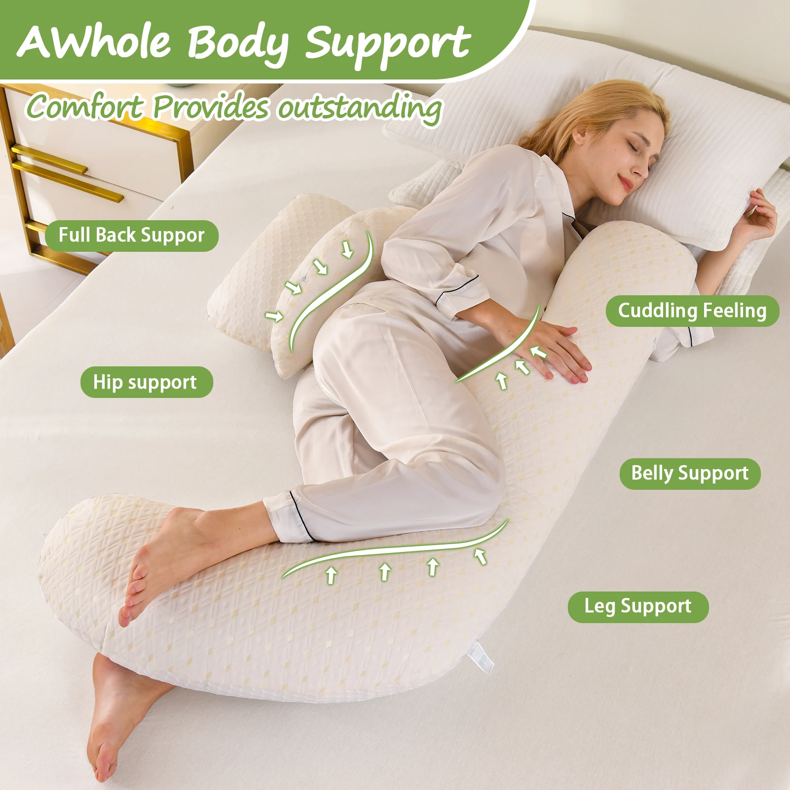 Pregnancy Pillows for Sleeping Soft Maternity Pillow for Pregnant Women Detachable and Adjustable Double Wedge with Cover