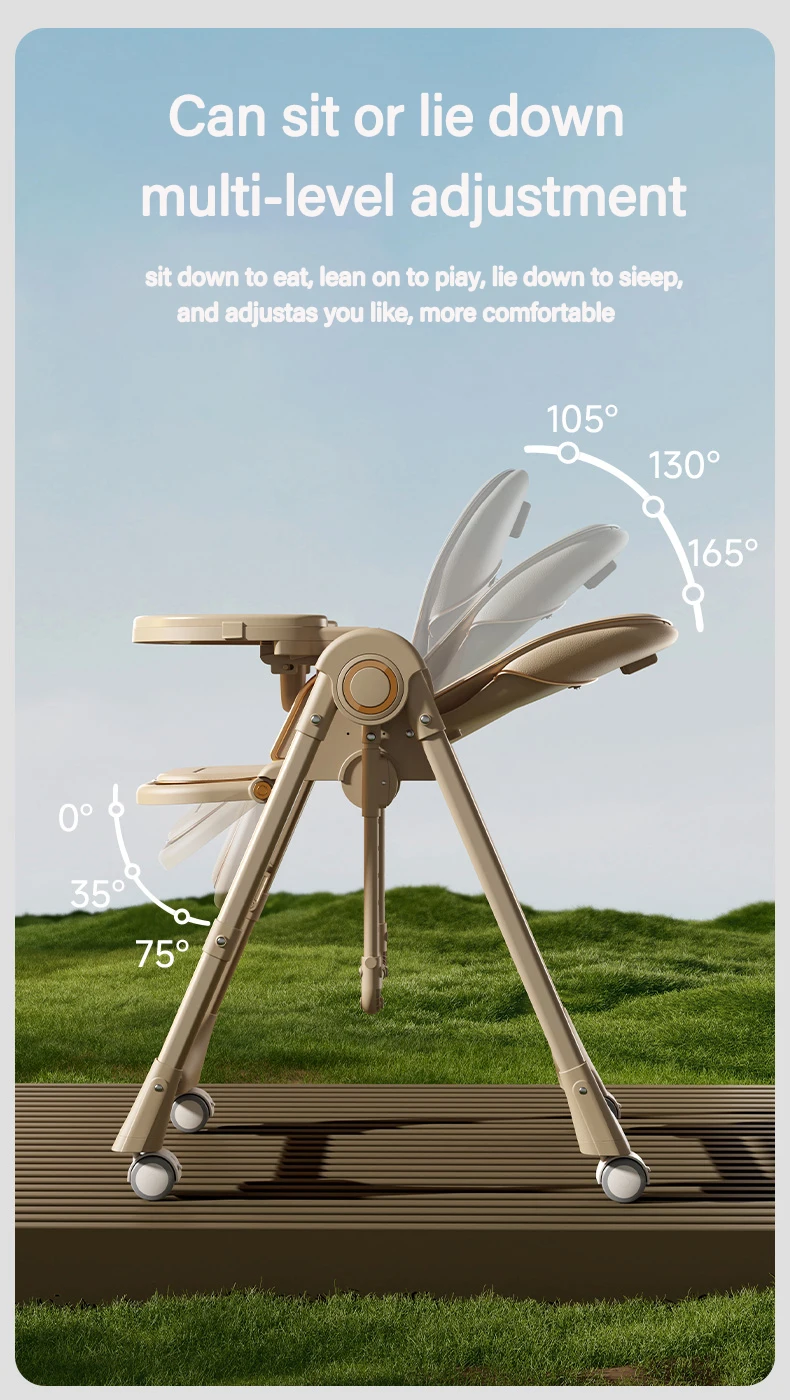 Infant High Chair with Electric Swing Mode, Multi-Level Adjustable Recline for Sleeping/Eating, Removable Cushion, Anti-Standing