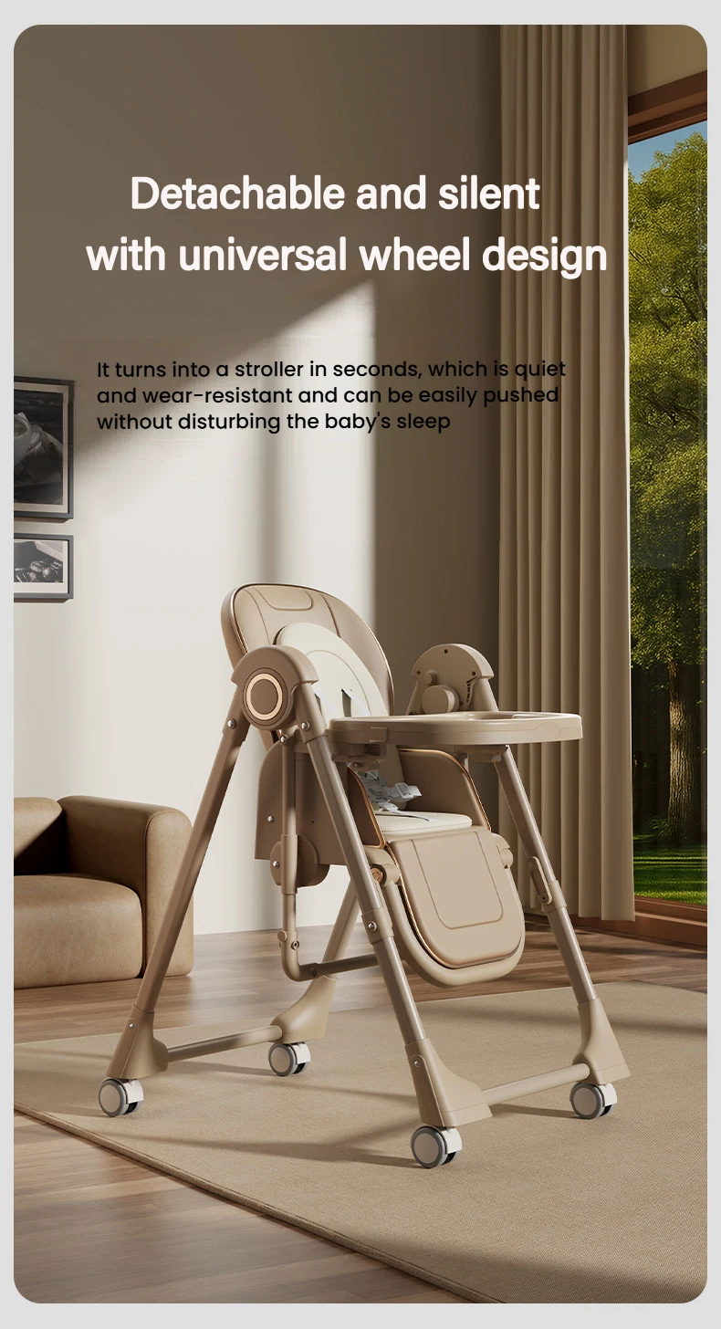 Infant High Chair with Electric Swing Mode, Multi-Level Adjustable Recline for Sleeping/Eating, Removable Cushion, Anti-Standing