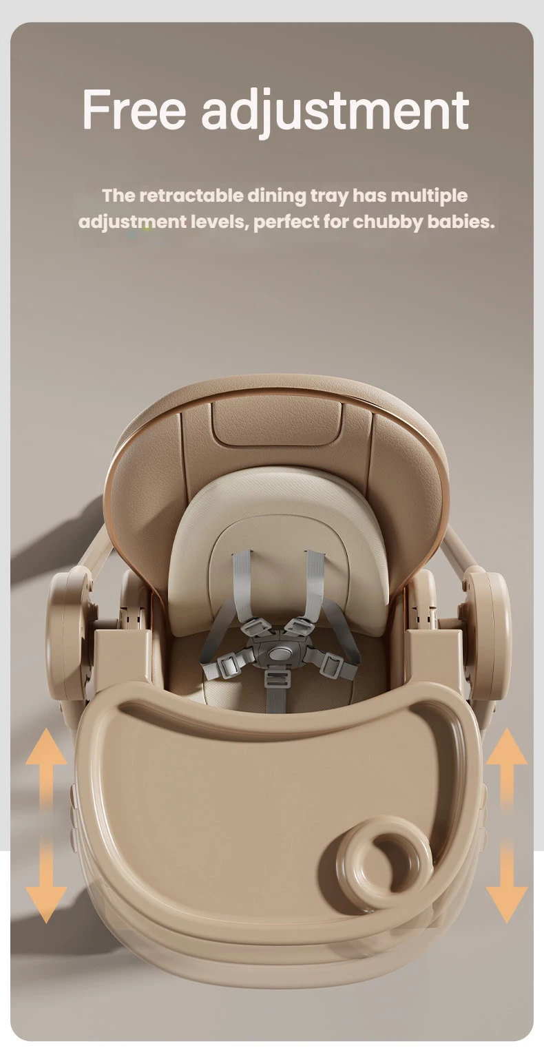 Infant High Chair with Electric Swing Mode, Multi-Level Adjustable Recline for Sleeping/Eating, Removable Cushion, Anti-Standing