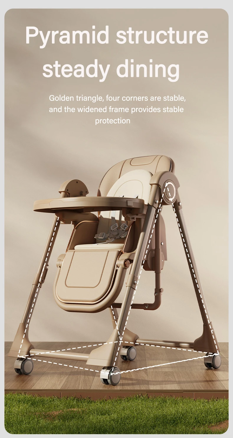 Infant High Chair with Electric Swing Mode, Multi-Level Adjustable Recline for Sleeping/Eating, Removable Cushion, Anti-Standing