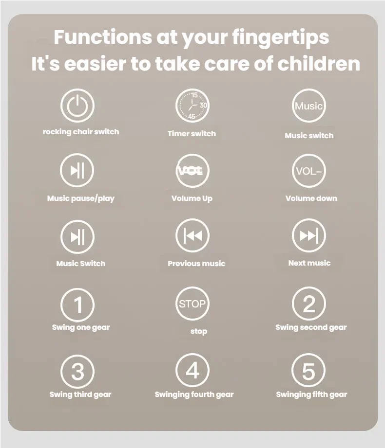 Infant High Chair with Electric Swing Mode, Multi-Level Adjustable Recline for Sleeping/Eating, Removable Cushion, Anti-Standing