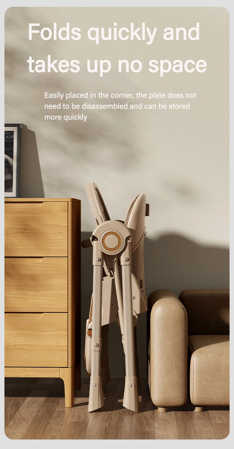 Infant High Chair with Electric Swing Mode, Multi-Level Adjustable Recline for Sleeping/Eating, Removable Cushion, Anti-Standing