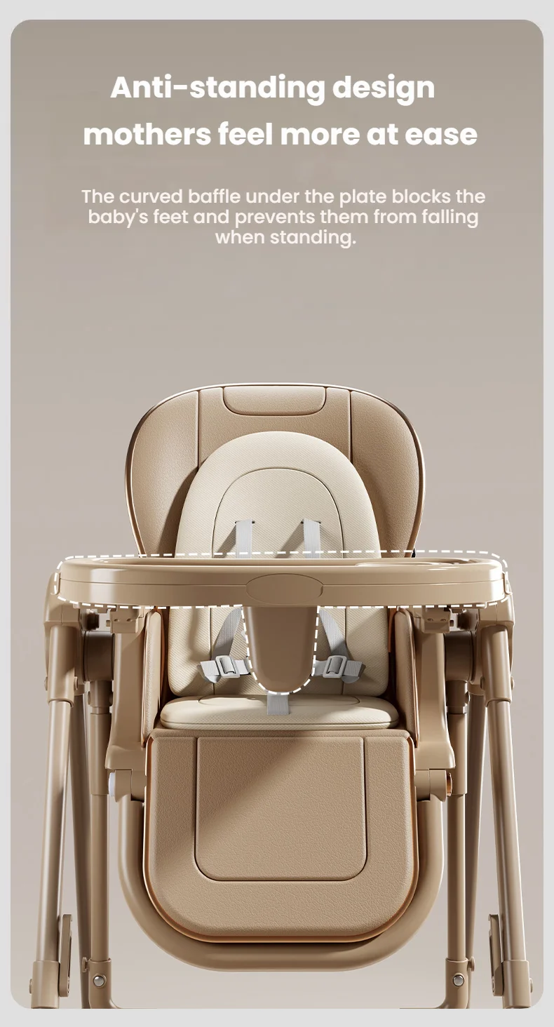 Infant High Chair with Electric Swing Mode, Multi-Level Adjustable Recline for Sleeping/Eating, Removable Cushion, Anti-Standing