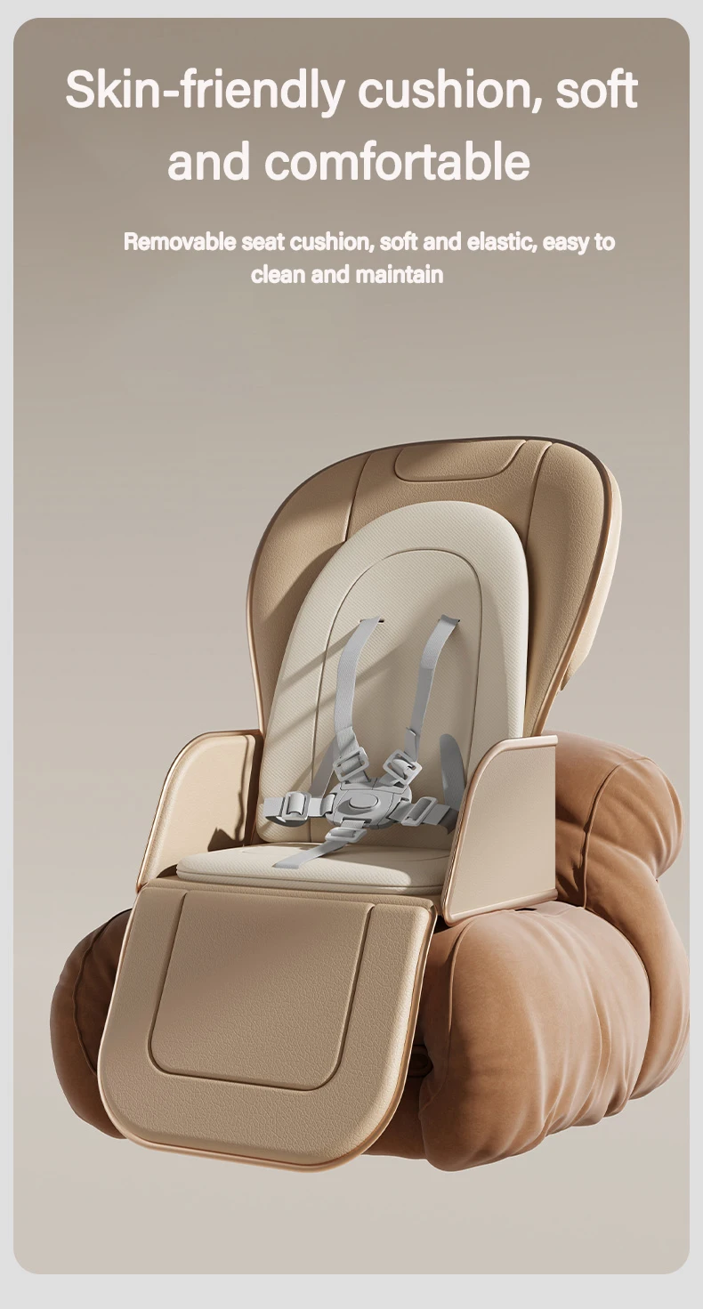 Infant High Chair with Electric Swing Mode, Multi-Level Adjustable Recline for Sleeping/Eating, Removable Cushion, Anti-Standing