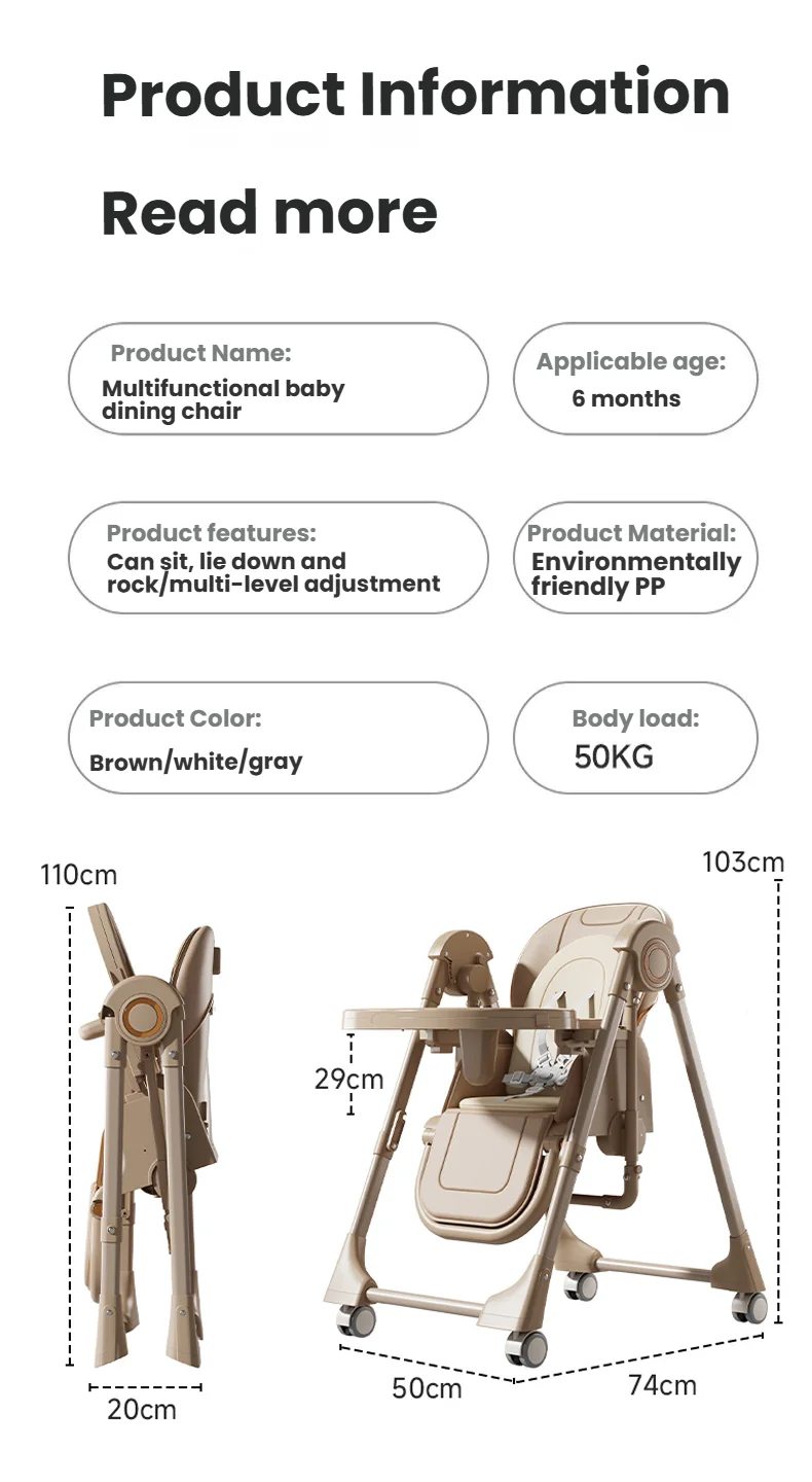 Infant High Chair with Electric Swing Mode, Multi-Level Adjustable Recline for Sleeping/Eating, Removable Cushion, Anti-Standing