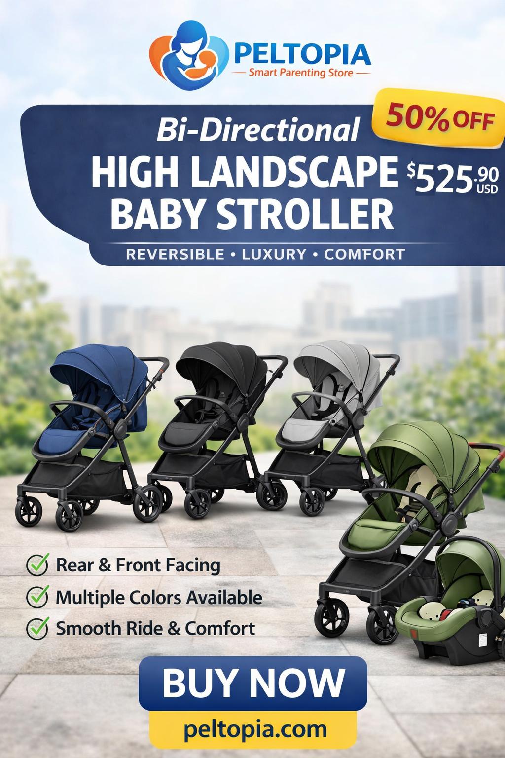 Bi-directional High Landscape Baby Stroller 2