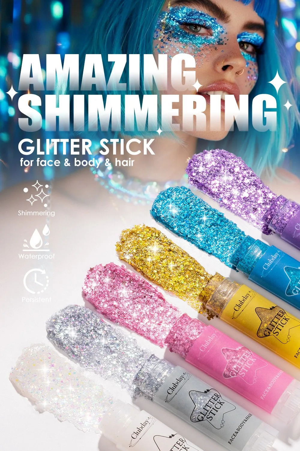 Sparkling Sequins Glitter Gel Stick Highgloss Shine White Pearl Pink Eyeshadow Glitter Face Body Painting Brighten Stage Makeup Sparkling Sequins Glitter Gel Stick Highgloss Shine White Pearl Pink Eyeshadow Glitter Face Body Painting Brighten Stage Makeup